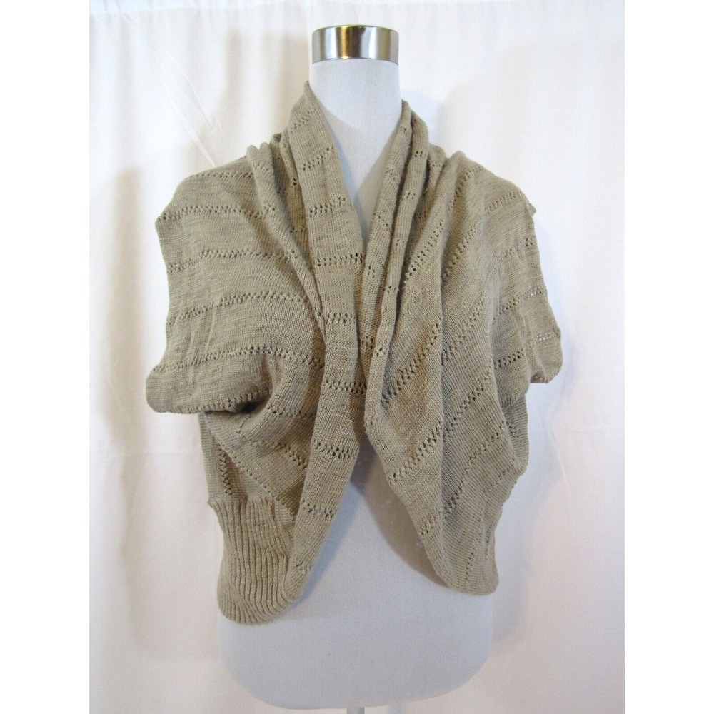 MOSSIMO XS Off Shoulder Brown Short‎ Sleeve Open Front Cable Knit Sweater